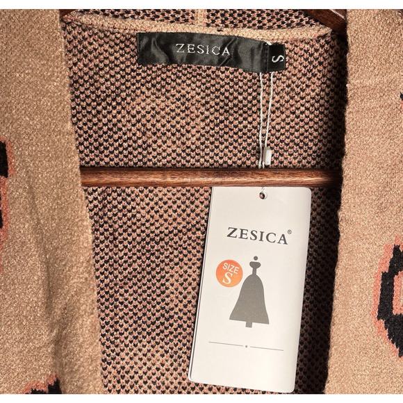 Zesica Leopard Knit Open Cardigan Sweater Women’s Small Oversized Long Sleeve - Picture 7 of 14